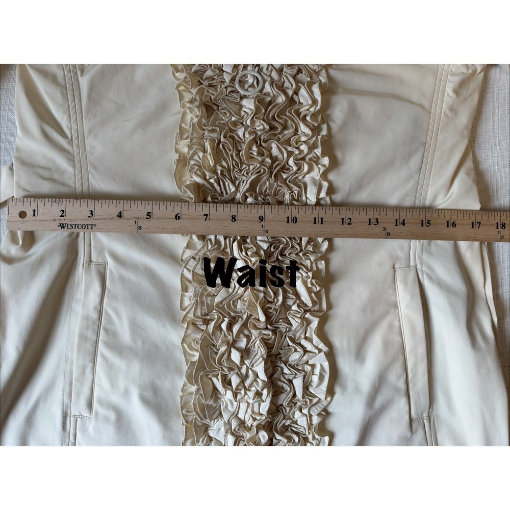 Love Moschino Ruffle Trim Coat Cream Belted US 8 - Picture 6 of 16